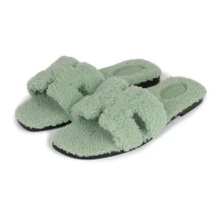 Hermès Hermes Oran Sandals Vert D'eau Woolskin 41