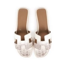 Hermès Hermes Oran Sandals Himalaya Niloticus Crocodile 38.5 -Online Bag Store H SNDL 121522 1 YW 08