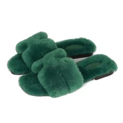 Hermès Hermes Oran Sandals Vert Anglais Shearling 37