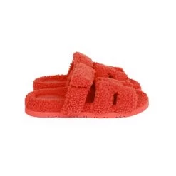 Hermès Hermes Chypre Techno Sandals Orange Woolskin 37.5 -Online Bag Store H SNDL 230523 1 04