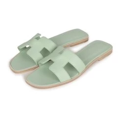 Hermès Hermes Oran Sandals Vert Jade Epsom 38 EU