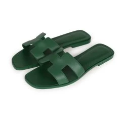 Hermès Hermes Oran Sandal Vert Electrique Calfskin 38 EU