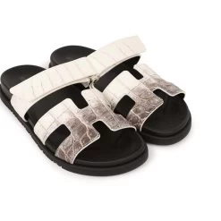 Hermès Hermes Chypre Sandals Himalaya Matte Crocodile Palladium Hardware 38 EU -Online Bag Store H SNDL 230728 1 RT 03