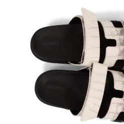 Hermès Hermes Chypre Sandals Himalaya Matte Crocodile Palladium Hardware 38 EU -Online Bag Store H SNDL 230728 1 RT 09