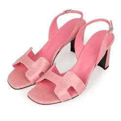 Hermès Hermes Eternite 80 Sandal Rose Jaipur Lizard Palladium Hardware 37 EU