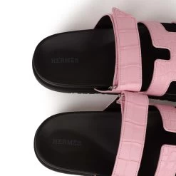 Hermès Hermes Chypre Techno Sandals Pink Matte Alligator Palladium Hardware 38 EU -Online Bag Store H SNDL 230728 4 MM 07
