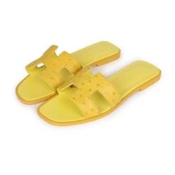 Hermès Hermes Oran Sandals Jaune Curcuma Ostrich 37