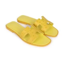 Hermès Hermes Oran Sandals Jaune Curcuma Ostrich 37 -Online Bag Store H SNDL 230828 10 RT 03