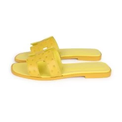 Hermès Hermes Oran Sandals Jaune Curcuma Ostrich 37 -Online Bag Store H SNDL 230828 10 RT 05