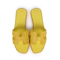 Hermès Hermes Oran Sandals Jaune Curcuma Ostrich 37 -Online Bag Store H SNDL 230828 10 RT 07