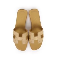 Hermès Hermes Oran Sandals Beige Crin Ostrich 37 -Online Bag Store H SNDL 230828 11 RT 07