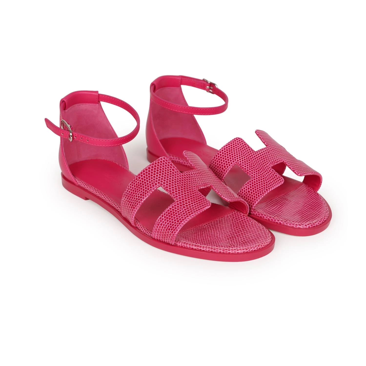 Hermès Hermes Santorini Sandals Rose Flash Lizard Palladium Hardware 37 5 Hermès Hermes Santorini Sandals Rose Flash Lizard Palladium Hardware 37 - Image 3