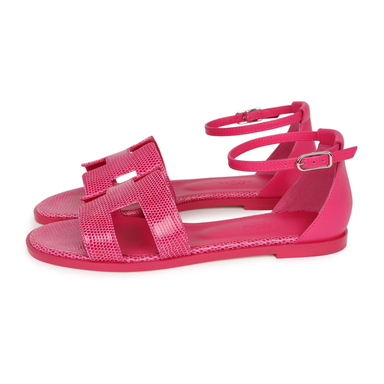 Hermès Hermes Santorini Sandals Rose Flash Lizard Palladium Hardware 37 7 Hermès Hermes Santorini Sandals Rose Flash Lizard Palladium Hardware 37 - Image 5