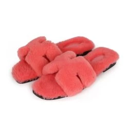 Hermès Hermes Oran Sandals Rose Du Desert Shearling 37