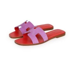 Hermès Hermes Oran Sandal Violet Parme And Red Suede Goatskin 38.5 EU
