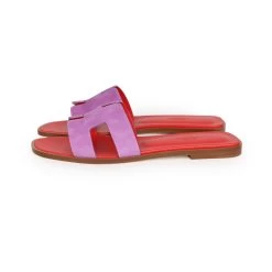 Hermès Hermes Oran Sandal Violet Parme And Red Suede Goatskin 38.5 EU -Online Bag Store H SNDL 230926 2 EZ 04