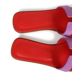 Hermès Hermes Oran Sandal Violet Parme And Red Suede Goatskin 38.5 EU -Online Bag Store H SNDL 230926 2 EZ 08