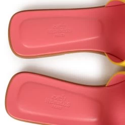 Hermès Hermes Oran Sandal Jaune Sable And Rose Azalee Suede Goatskin 37.5 EU -Online Bag Store H SNDL 230926 3 EZ 08