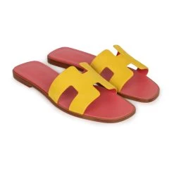 Hermès Hermes Oran Sandal Jaune Sable And Rose Azalee Suede Goatskin 38.5 EU 13 Hermès Hermes Oran Sandal Jaune Sable And Rose Azalee Suede Goatskin 38.5 EU -Online Bag Store H SNDL 230926 4 EZ 03