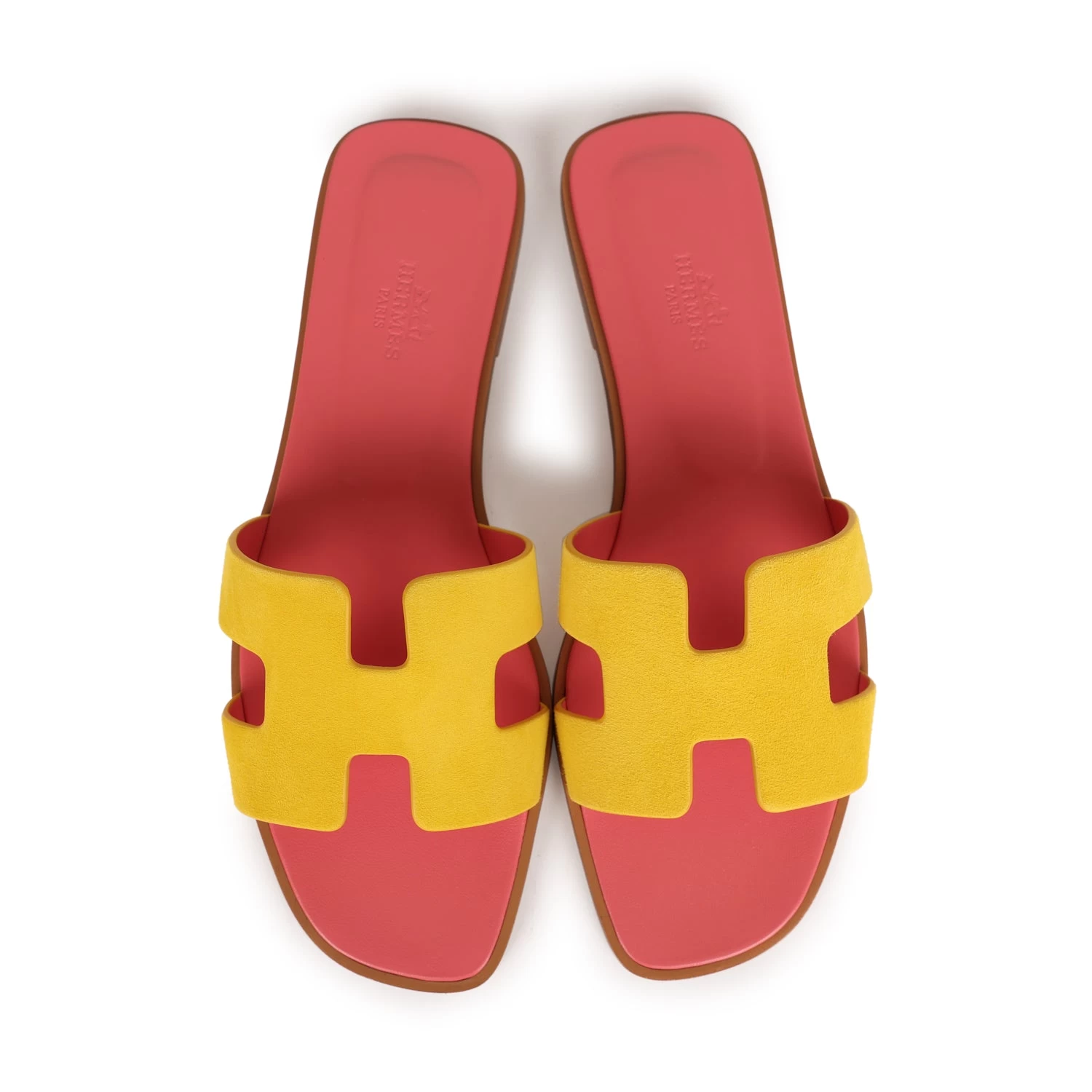 Hermès Hermes Oran Sandal Jaune Sable And Rose Azalee Suede Goatskin 38.5 EU 9 Hermès Hermes Oran Sandal Jaune Sable And Rose Azalee Suede Goatskin 38.5 EU - Image 7