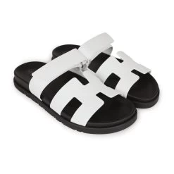 Hermès Hermes Chypre Sandals White Calfskin Palladium Hardware 39 EU -Online Bag Store H SNDL 231002 1 HD 03