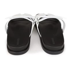 Hermès Hermes Chypre Sandals White Calfskin Palladium Hardware 38.5 EU -Online Bag Store H SNDL 231002 2 HD 06