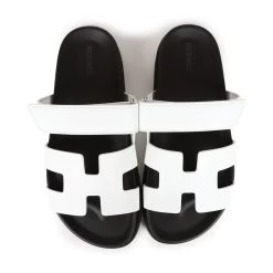 Hermès Hermes Chypre Sandals White Calfskin Palladium Hardware 38.5 EU -Online Bag Store H SNDL 231002 2 HD 07