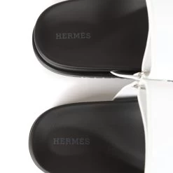 Hermès Hermes Chypre Sandals White Calfskin Palladium Hardware 38.5 EU -Online Bag Store H SNDL 231002 2 HD 08