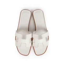 Hermès Hermes Oran Sandals White Box Calfskin 39 EU -Online Bag Store H SNDL 231005 1 07