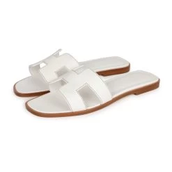 Hermès Hermes Oran Sandals White Box Calfskin 37 EU