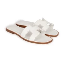 Hermès Hermes Oran Sandals White Box Calfskin 37 EU -Online Bag Store H SNDL 231005 2 03