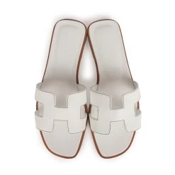 Hermès Hermes Oran Sandals White Box Calfskin 37 EU -Online Bag Store H SNDL 231005 2 07