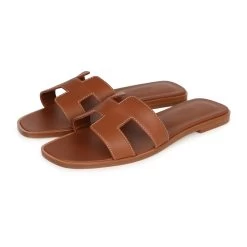 Hermès Hermes Oran Sandals Gold Box Calfskin 37.5 EU