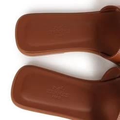 Hermès Hermes Oran Sandals Gold Box Calfskin 37.5 EU -Online Bag Store H SNDL 231005 3 08