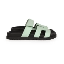 Hermès Hermes Chypre Sandals Vert Jade Epsom Palladium Hardware 36.5 EU -Online Bag Store H SNDL 231017 3 WW 04