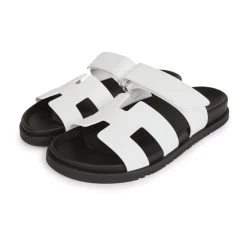 Hermès Hermes Chypre Sandals White Calfskin Palladium Hardware 38 EU