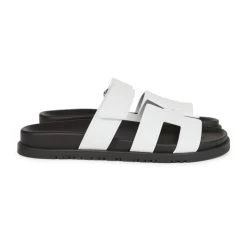 Hermès Hermes Chypre Sandals White Calfskin Palladium Hardware 38 EU -Online Bag Store H SNDL 231019 1 WL 05