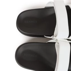 Hermès Hermes Chypre Sandals White Calfskin Palladium Hardware 38 EU -Online Bag Store H SNDL 231019 1 WL 08