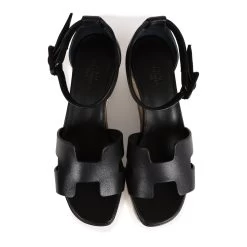 Hermès Hermes Doll 60 Espadrille Sandals Black Calfskin Palladium Hardware 35 EU -Online Bag Store H SNDL 231030 1 OB 07