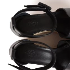 Hermès Hermes Doll 60 Espadrille Sandals Black Calfskin Palladium Hardware 35 EU -Online Bag Store H SNDL 231030 1 OB 08