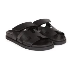 Hermès Hermes Chypre Techno Sandals Black Calfskin Palladium Hardware 35.5 EU -Online Bag Store H SNDL 231114 1 OB 03