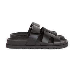 Hermès Hermes Chypre Techno Sandals Black Calfskin Palladium Hardware 35.5 EU -Online Bag Store H SNDL 231114 1 OB 04