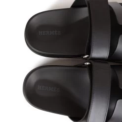 Hermès Hermes Chypre Techno Sandals Black Calfskin Palladium Hardware 35.5 EU -Online Bag Store H SNDL 231114 1 OB 07