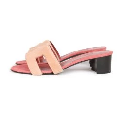 Hermès Hermes Oasis Sandals Rouge Blush Fur 38.5 -Online Bag Store H SNDL 231114 1 WL 05