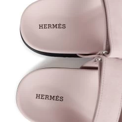 Hermès Hermes Chypre Sandals Rose Porcelaine Suede 37.5 EU -Online Bag Store H SNDL 231213 1 08