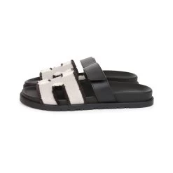 Hermès Hermes Chypre Techno Sandals Black/Prunoir Calfskin And Cavnas Palladium Hardware 39 EU -Online Bag Store H SNDL 231219 1 GM 04