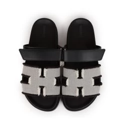 Hermès Hermes Chypre Techno Sandals Black/Prunoir Calfskin And Cavnas Palladium Hardware 39 EU -Online Bag Store H SNDL 231219 1 GM 08