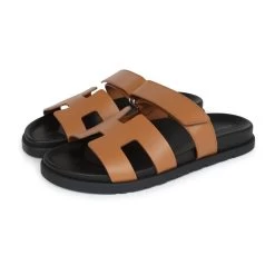 Hermès Hermes Chypre Techno Sandals Naturel Calfskin Palladium Hardware 39 EU