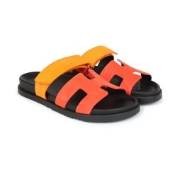 Hermès Hermes Chypre Techno Sandals Sunset/Rouge Ecarlate Suede Palladium Hardware 38 EU 13 Hermès Hermes Chypre Techno Sandals Sunset/Rouge Ecarlate Suede Palladium Hardware 38 EU -Online Bag Store H SNDL 240105 1 03