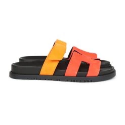 Hermès Hermes Chypre Techno Sandals Sunset/Rouge Ecarlate Suede Palladium Hardware 38 EU 14 Hermès Hermes Chypre Techno Sandals Sunset/Rouge Ecarlate Suede Palladium Hardware 38 EU -Online Bag Store H SNDL 240105 1 04